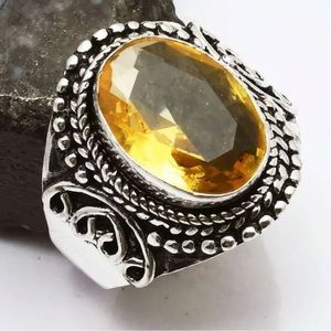 #197 Synthetic Citrine Handcrafted Ring 💍Size 8.75 NWOT